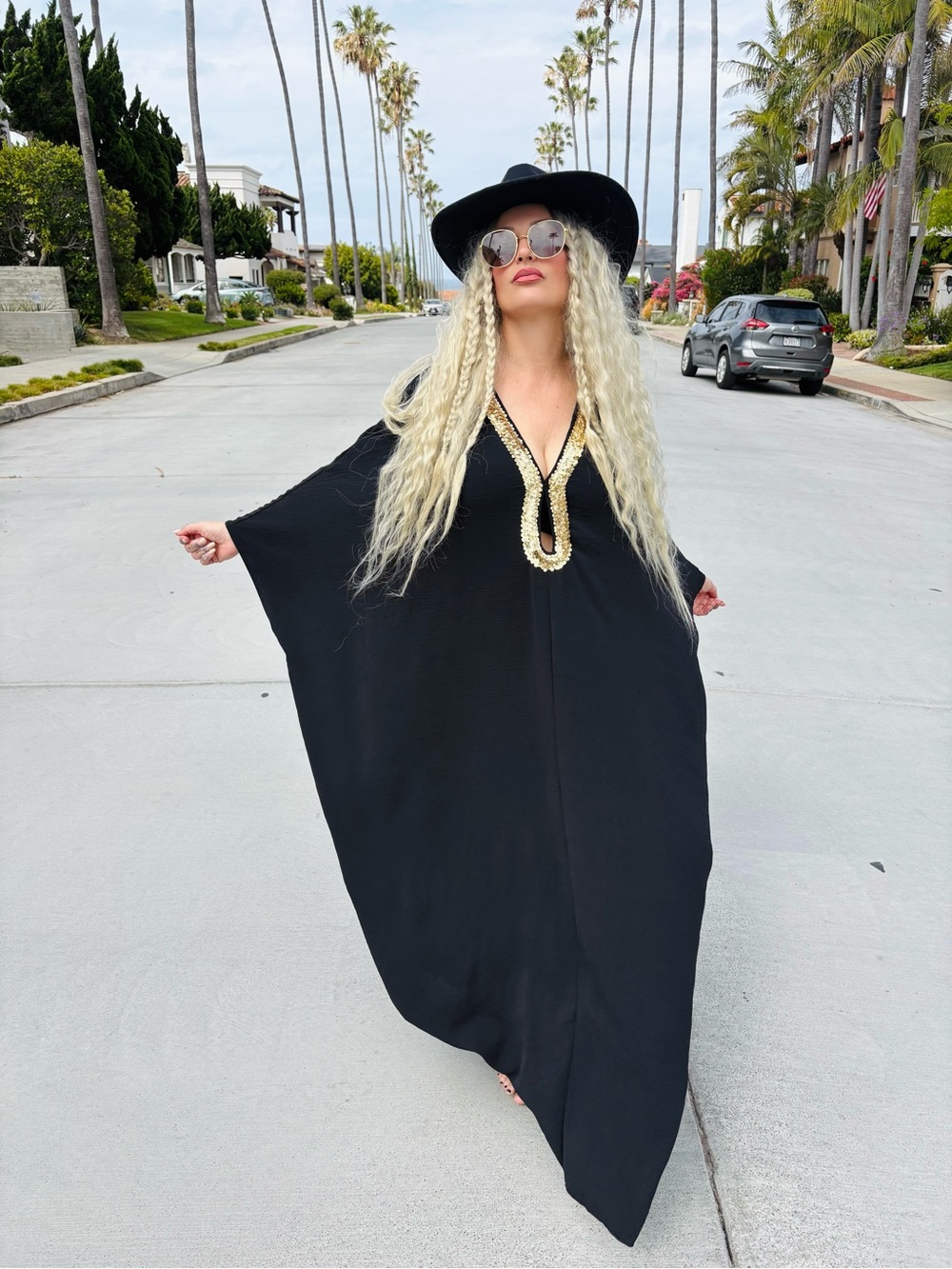 Elegant black classic design kaftan